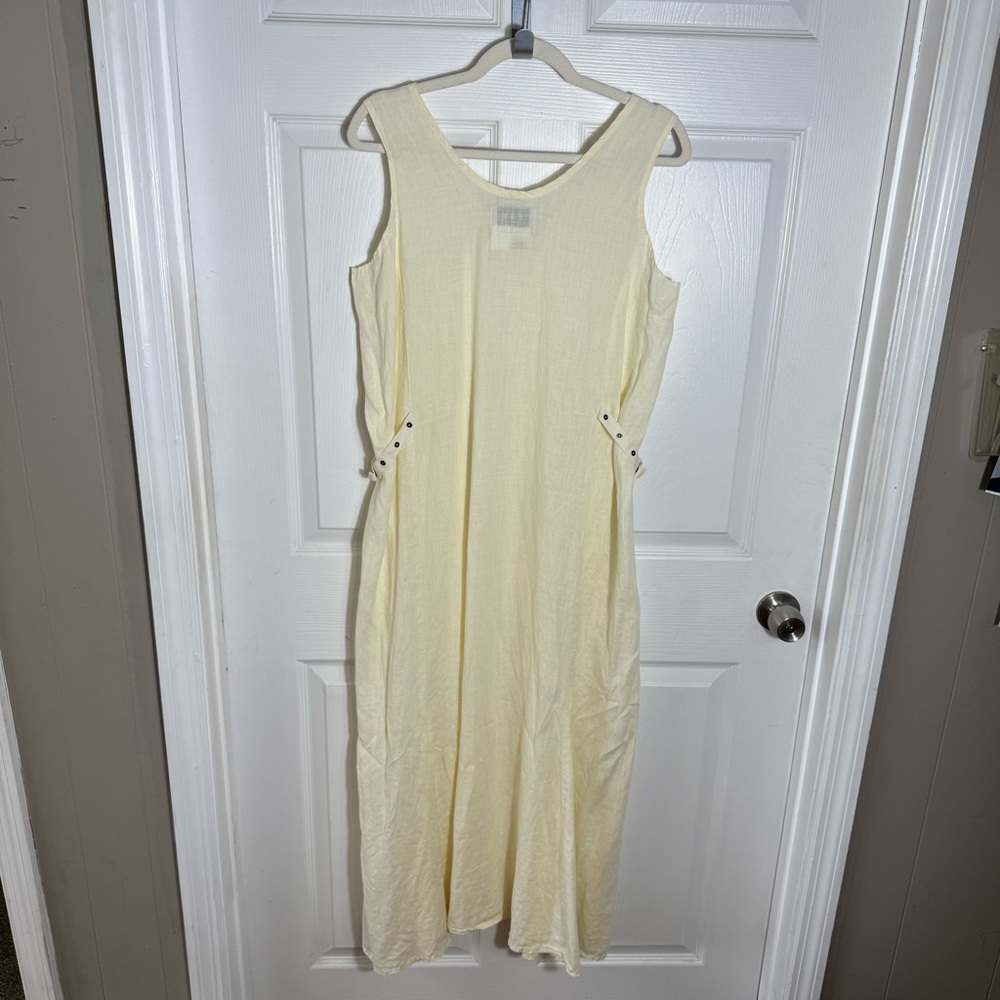 Vtg FLAX 100% Linen Maxi Dress Small Ivory Lagenlook Resort Coastal - Picture 8 of 9